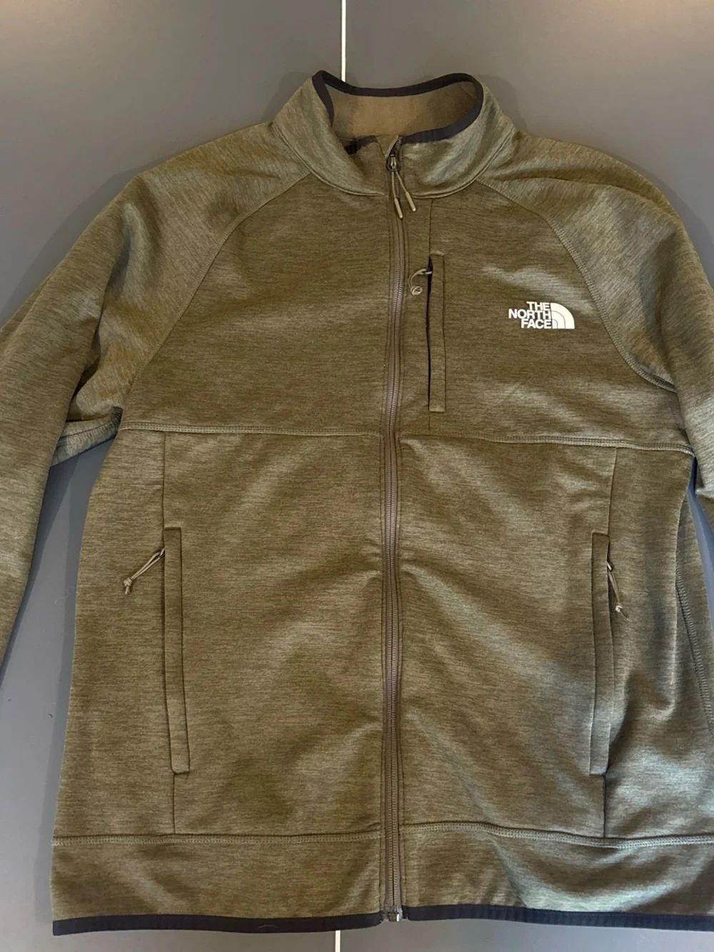 The North Face Dark Olive Green Men's Jacket with Logo Tag